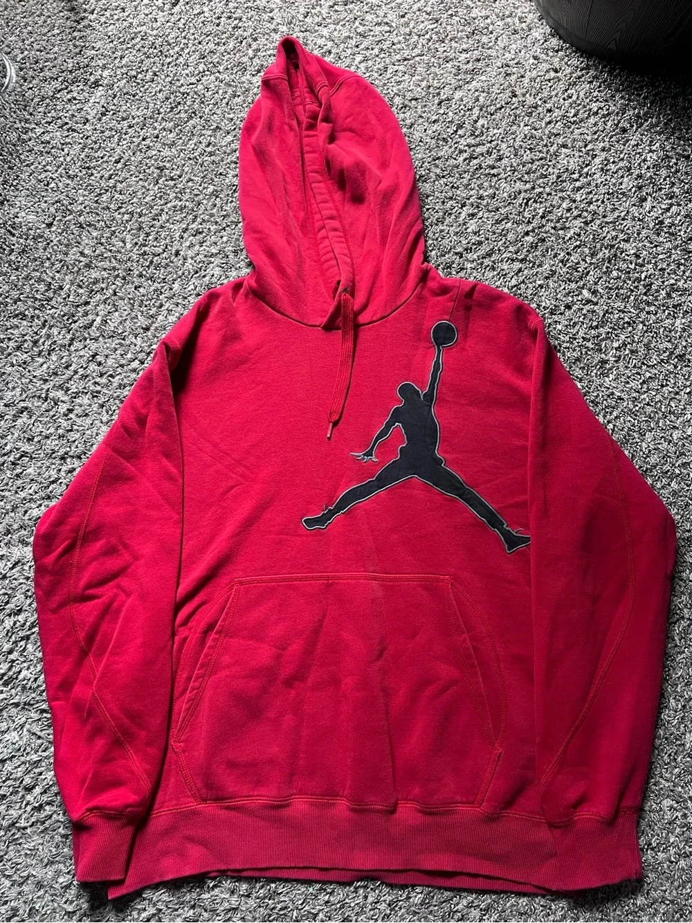 Red JORDAN Men's Pullover Hoodie with Jumping Basketball Logo